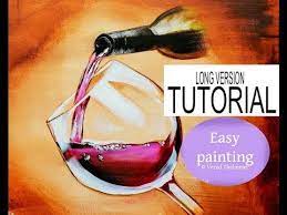 How To Paint A Glass Of Red Wine With Water Drops Painting Tutorial Step By Step Sparkling Youtube Wine Painting Wine And Canvas Canvas Painting Tutorials