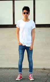 How To Wear High Top Converse With Skinny Jeans Pin By Apirak Vongkottanapoom On My Style Skinny Jeans Boys Skinny Guys Red Converse Outfit
