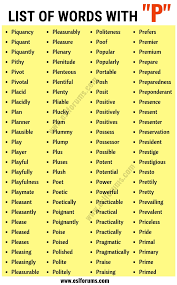 Words That Start With P List Of 350 Words Starting With P Esl Forums Good Vocabulary Words Learn English Words P Words