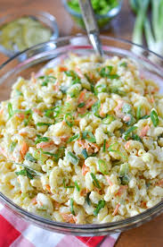 Place half of shrimp mixture when cooked on top of salad. Homemade Macaroni Salad With Shrimp Dairy Free Simply Whisked