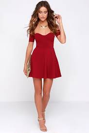 Celebrate Good Times Off The Shoulder Wine Red Dress Simple Red Dress Wine Red Dress Red Dress Short