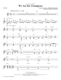 Queen We Are The Champions Arr Roger Emerson Guitar Sheet Music Notes Chords Sheet Music Guitar Sheet Music Sheet Music Notes