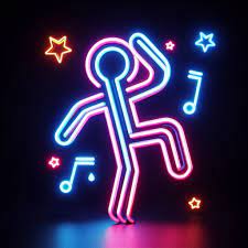 neon lit striped tube stickmen dancing, weeping neon... | OpenArt