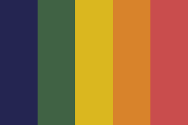 English language names are approximate equivalents of the hexadecimal. Muted Rainbow Color Palette