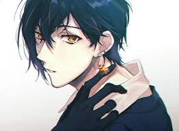 From your black messy hair, to your pale skin, you're so emo, and that's so hot. Anime Boy Black Hair Orange Eyes