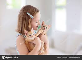 Little Child Holding Baby Cat Kids And Pets Stock Photo By C Famveldman 318533646
