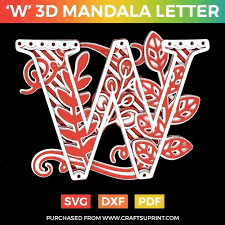 Download Letter W 3d Svg Mandala Letter Cup1043991 172 Craftsuprint