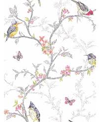 Colourful Birds And Butterflies Wallpaper Phoebe Birds Wallpaper White Holden 98080 Teal Wallpaper Albany Wallpaper Bird Wallpaper
