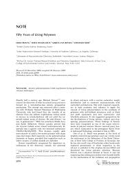 Journal of polymer research provides a forum for the prompt publication of articles concerning the fundamental and applied research of polymers. Pdf Fifty Years Of Living Polymers