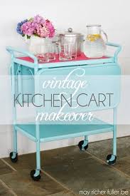 I just love how the blue looks so good and the dust ruffle takes it to a whole new level. Vintage Kitchen Cart Makeover May Richer Fuller Be Kitchen Cart Makeover Kitchen Cart Vintage Kitchen