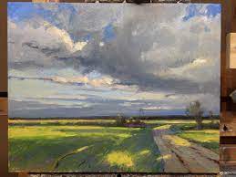 Marc R Hanson Marcrhanson On Instagram Progress On Another One Today Time To Stop For Now On This 16x20 Using The R Landscape Art Sky Painting Painting