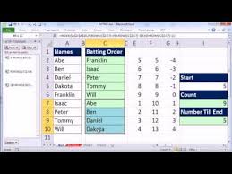 Excel Magic Trick 917 Rotating List With Formula For Little League Baseball Batting Order