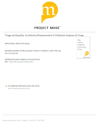 Pdf Triage And Equality An Historical Reassessment Of Utilitarian Analyses Of Triage
