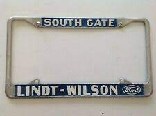 Vintage Lindt Wilson Ford Dealer License Plate Frame South Gate Calif License Plate License Plate Frames Plate Frames