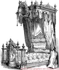 Bedroom Furniture Clipart Black And White Victorian Canopy Bed Furniture Vintage Illustration Art Victorian Bed Bed Images Antique Beds
