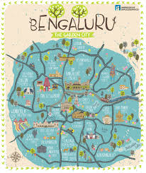 A Hand Drawn Map Of Bengaluru Tourist Map City Maps Illustration Illustrated Map