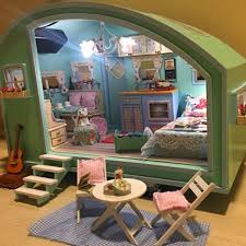 Cuteroom Diy Wooden Dollhouse Miniature Kit Doll House Led Music Voice Control Sale Banggood Mobile Wooden Dollhouse Diy Dollhouse Wooden Diy