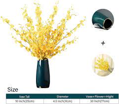 Please note, the selection of clearance items changes regularly and prices are valid while supplies last. Buy Mayiaho Ceramic Vase For Decor Modern 1 Green Vase And 8 Yellow Artificial Orchids Faux Fake Flowers Home Decorations Living Room Accents Extra Large Floor Tall Big Small Interior Table Fireplace