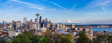 Check spelling or type a new query. Panorama View Of Seattle Downtown Skyline And Mt Rainier Washington Stock Photo Picture And Royalty Free Image Image 38789589