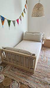 montessori floor bed with rails twin full or queen floor bed etsy in 2020 floor bed wooden bed frames toddler floor bed