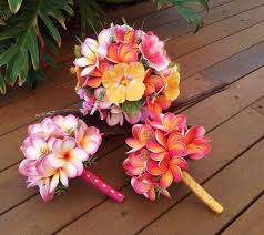 Plumeria Frangipani Hibiscus Bouquet Package Choice By Abloomortwo Flower Bouquet Wedding Tropical Wedding Bouquets Hibiscus Wedding