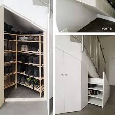 Schuhregal Aus Vollholz Unter Einer Geschwungenen Treppe Wurde Ein Passgenaues Schuhregal Eingebaut Die Geschwungene Mauer Wurde Begrad Decor Home Decor Home