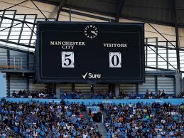 Manchester city make a mess of a short corner, and then leicester almost get barnes away. The Scoreboard During The Game Between Manchester City