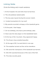 Past, present and future tenses. Linking Verbs Worksheet Find The Linking Verbs All Esl