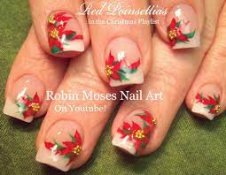 Red Poinsettia Nail Art Design Easy Christmas Nails Tutorial Christmas Nail Designs Christmas Nail Art Designs Flower Nail Art