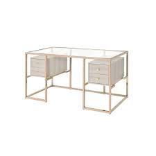Shop our unmatched selection of glass table tops, shelves, mirrors and more! Huyana Desk Clear Glass Gold Acme Furniture Target