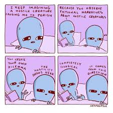 183 5k Likes 1 337 Comments Strange Planet Nathanwpylestrangeplanet On Instagram H O S T I L I T Y Funny Drawings Planet Comics Aliens Funny