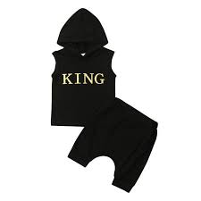 Newborn Infant Toddler Baby Boy Gold King Letter Hoodie Top Short Pants Outfits Clothes Set