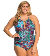 Kenneth Cole Plus Size Bohemian Babe High Neck One Piece Swimsuit At Swimoutlet Com Free Shipping