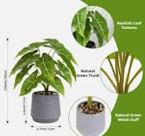 Veryhome Plantes artificielles d'intérieur en pot Fausses plantes  succulentes en pot 33cm Grande fausse plante verte Faux feuillage vert en  pot pour ...