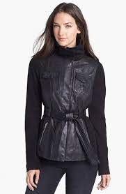 Velvet Heart Knit Sleeve Belted Leather Knit Jacket Online Only Nordstrom Knit Jacket Knit Sleeve Fashion