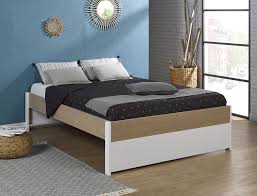 Compatible avec un matelas 140 x 200 cm, le lit est revêtu d'un tapissage en tissu polyester bleu foncé, facile à entretenir, orné de boutons décoratifs. Lit 140x200 Ado 2 Places Loft Chambre Ado Lit 2 Places