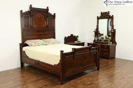 Victorian Eastlake Antique Queen Size Walnut 3 Pc Bedroom Set Marble Tops 32632 Bedroom Set Bedroom Sets Queen Sized Bedroom Sets