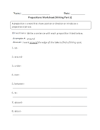 Prepositions Worksheets Preposition Worksheets Prepositions Prepositional Phrases