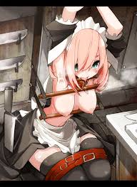 Catgirl maid restrained with tail