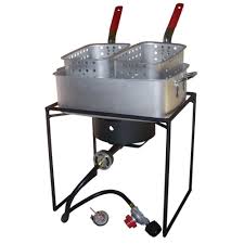 They traditionally can heat up larger areas and hold the temperature better. King Kooker 54 000 Btu Propane Gas Outdoor Cooker With Rectangular Aluminum Fry Pan And Two Baskets 1618 The Home Depot