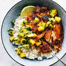 Bbq Salmon Bowls With Mango Avocado Salsa Pinch Of Yum Recipe Healthy Recipes Food Recipes