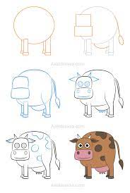 Tu commences par sa tête et ses cornes, puis ses naseaux, sa cloche… How To Draw A Cow Comment Dessiner Une Vache Drawing Lessons For Kids Art Drawings For Kids Drawing Lessons