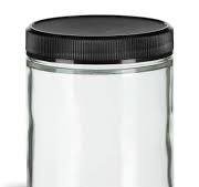 Straight Sided Glass Jar with Black Plastic Lid, 9 oz ...