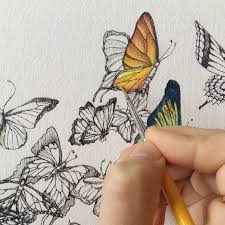 Finally A Butterfly Emoji Hahaha It S About Time Apple Materials Used Pigma Micron 01 Arches Cold Tree Drawing Ink Pen Drawings Trees Drawing Tutorial