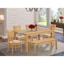 You're always welcome at the kitchen table! 6 Piece Table Set Kitchen Table And 4 Dining Room Chairs Combined With A Wooden Dining Bench Finish Option Overstock 14366473
