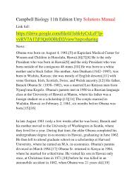 Download as docx, pdf, txt or read online from scribd. Campbell Biology 11th Edition Urry Solutions Manual Barack Obama Obama Family