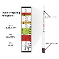 Triple Scale Hydrometer And Glass Test Jar For Wine Beer