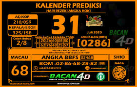 Kalender Prediksi Togel Toto Macau 19 00 31 Juli 2020 Bacan4d Di 2020 Kalender Shio Hoki