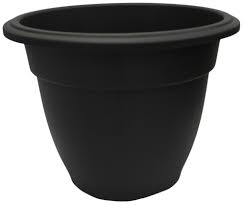 Black And White Flower Pot 38cm Round Bell Planter Plastic Plant Pot Flower Planter Black Whitefurze In 2020 Plastic Plant Pots Flower Planters Indoor Garden
