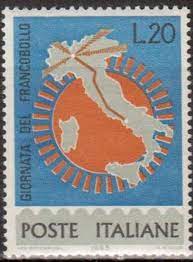 Italy Map Of Italy With Milan Rome Highway Postage Stamp 1965 Stamp Italy Map Post Stamp